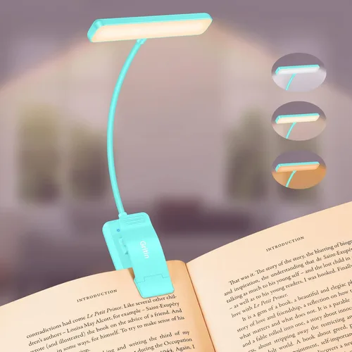 Miniatura 14 de Gritin Luz de Lectura Recargable de 19 LED para Leer en la Cama con Función de Memoria, Cuidado de los Ojos, 3 Temperaturas de Color, Brillo