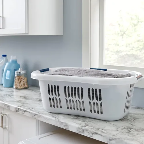 Miniatura 5 de Rubbermaid - Cesta de ropa sucia XL Hip-Hugger 2.1-bushel, color blanco para almacenamiento de ropa/baño/dormitorio/armario del hogar