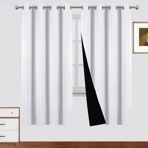 Miniatura 61 de LEMOMO Cortinas 100% opacas de 52 x 95 pulgadas, 2 paneles de oscurecimiento con aislamiento térmico para dormitorio Negro