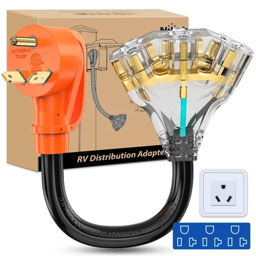 Miniatura 41 de Nilight - 50033R Adaptador de enchufe RV de 18 pulgadas, 50 amperios a 30 amperios, adaptador eléctrico de Dogbone de alta resistencia con mango 115G