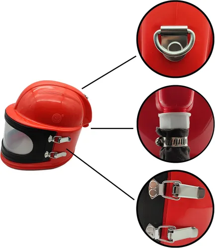 Miniatura 3 de Casco Sandblaster Seguro con Alimentación de Aire, Casco de Arenado, Protector de Hombro, Capucha de Arenado, Termostato Sandblaster, 5 Piezas