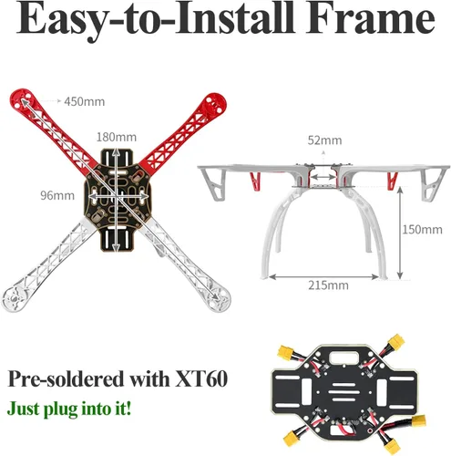 Miniatura 3 de HAWK'S WORK F450 - Marco para dron, 17.717 in distancia entre ejes Quadcopter Kit de marco con engranaje de deslizamiento de aterrizaje (estándar)