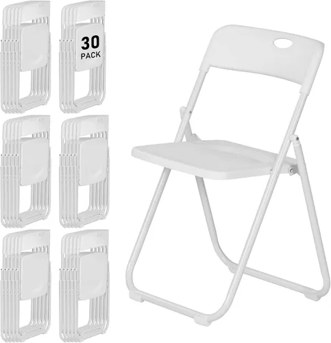Miniatura 18 de Sillas plegables de plástico negro, paquete de 6, silla plegable ligera con capacidad de 350 libras, marco de metal fácil de plegar y almacenar