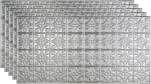 Miniatura 24 de FASÄDE Panel de techo decorativo de vinilo con pegamento de estilo tradicional y patrón 1 en níquel cepillado (muestra de 12 x 12 pulgadas)