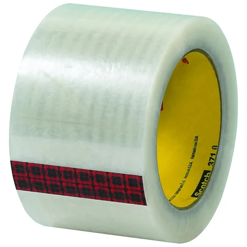 Scotch 371 Cinta de embalaje termofusible de servicio medio, 3 pulgadas x 110 yardas, 1.9 mil de grosor, transparente, para mudanza, envío y