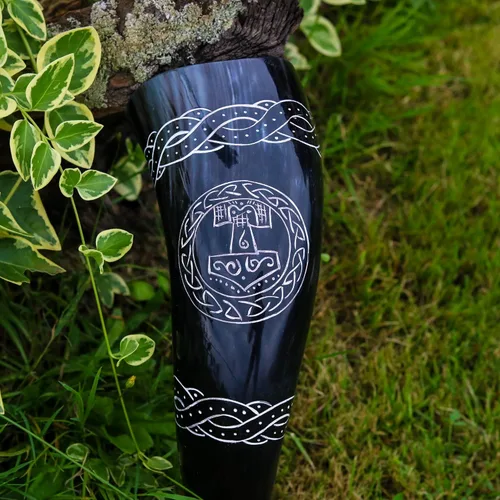 Miniatura 5 de VikingsBrand - Cuerno de beber vikingo artesanal auténtico y seguro para alimentos - Jarra de cerveza medieval vikinga nórdica