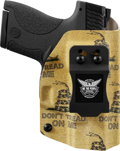 We The People Holsters - Bandera de Gadsden - Transporte oculto en la cintura interior - Funda Kydex IWB - Conducción/inclinación/retención ajustable
