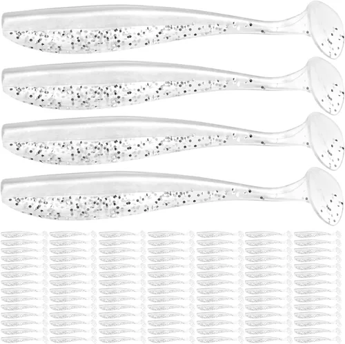 Soft Fishing Lures, 100PCS/50PCS Soft Plastic Baits Kit with Box for Fishing Trout Redfish Saltwater/Freshwater, 10 Mixed Colors/5Mixed Colors
