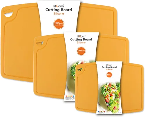 Miniatura 28 de Liflicon Tablas de corte de silicona gruesas para cocina, juego de tablas de cortar/esteras de silicona de 2 piezas extra grandes 37 cm x 26.5 cm