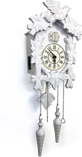 Miniatura 9 de Rylai Reloj de Cuco Vintage Grande de Madera para Pared Hecho a Mano 13x9.5 Pulgadas Marrón Tamaño grande 13x9.5 pulgadas Diseño tradicional Blanco