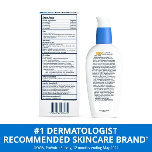 Miniatura 9 de CeraVe AM Loción hidratante facial con SPF 30, hidratante facial sin aceite con SPF, formulado con ácido hialurónico, niacinamida y ceramidas,