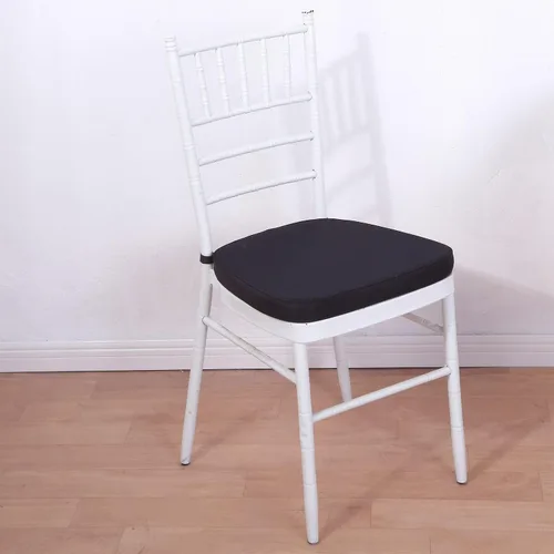 Miniatura 7 de Efavormart Cojín de 2" de espesor para silla Chiavari en negro, cojín de asiento de espuma con efecto memoria con lazos y funda extraíble