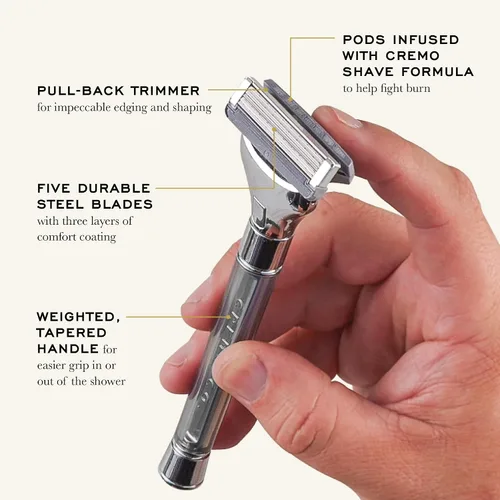 Miniatura 3 de Cremo Juego de regalo original para afeitado para hombres, incluye crema de afeitar Impossibly-Slick de 6 onzas, maquinillas de afeitar cromadas