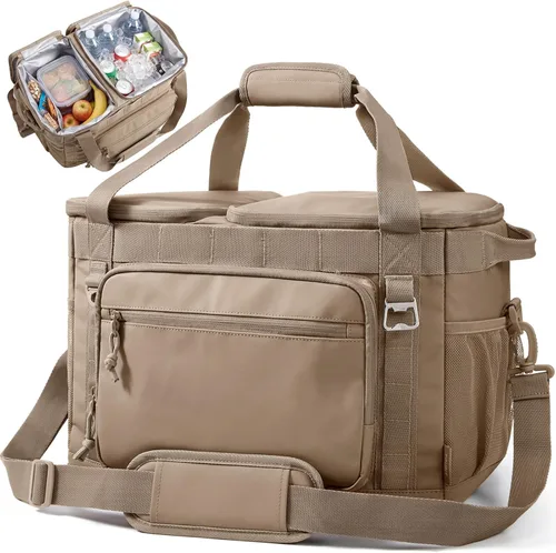 Miniatura 13 de TOURIT Lonchera térmica con lados blandos 48/60 latas gran bolsa de almuerzo plegable, caja de hielo, 8.4/10.6 galones enfriadores sin fugas y Negro