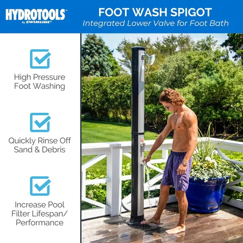 Miniatura 2 de SWIMLINE HYDROTOOLS - Ducha solar de lluvia Niagara de 7 pies para exteriores con tanque de 10 galones y lavado de pies