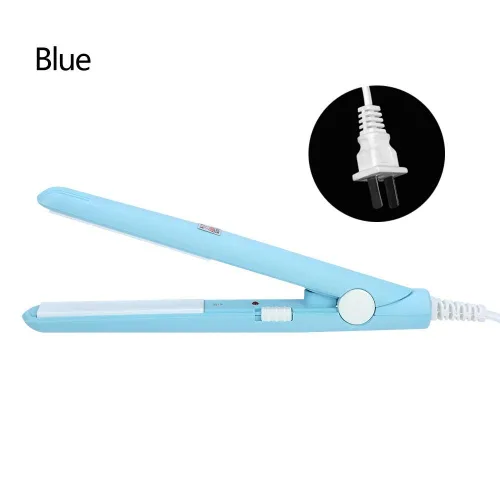 Mavis Laven 4Colors 2 en 1 Mini plancha de pelo cerámica turmalina placa belleza plancha plana calefacción rizador (azul cielo)