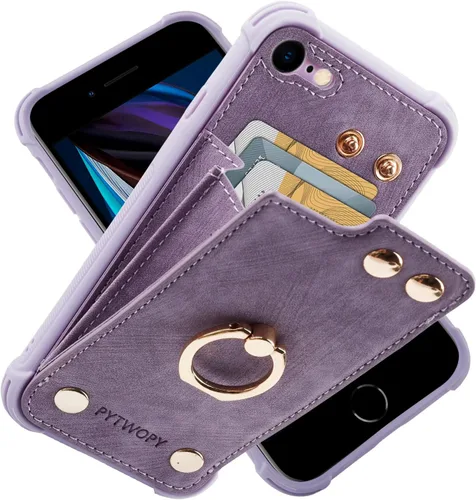 Miniatura 41 de Funda tipo cartera compatible con iPhone XR/10R con tarjetero de crédito, funda protectora de cuero a prueba de golpes compatible con anillo