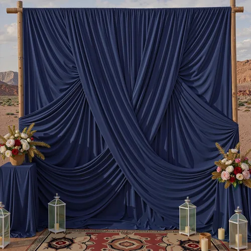 Miniatura 21 de Cortina de fondo azul bebé de 10 pies x 8 pies sin arrugas para fiesta, cortinas de fondo de poliéster azul para fotografías, decoraciones para baby