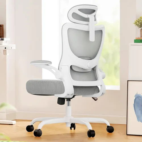 Miniatura 11 de Marsail Silla ergonómica de oficina, silla de escritorio, silla de juegos con soporte lumbar ajustable en altura, reposabrazos ajustable y Oscuro
