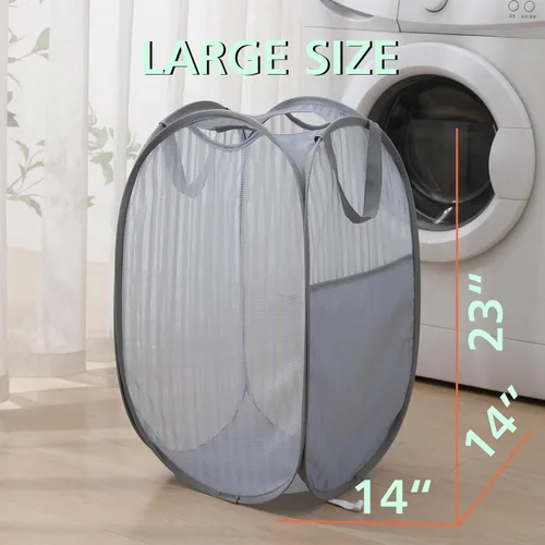 Miniatura 6 de Solidly Handy - Cesta desplegable de malla para lavandería, plegable, ligera, para lavar, almacenamiento de ropa duradera para habitación de niños