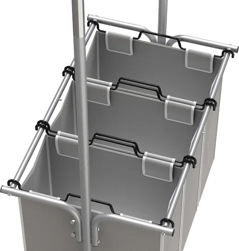 Miniatura 4 de Simple Houseware Clasificador de ropa de 3 bolsas con barra extensible para colgar ropa Plata