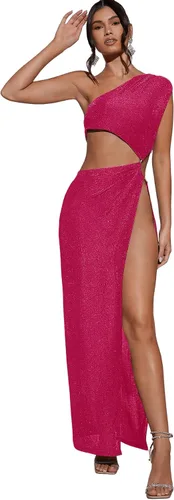 Miniatura 4 de Verdusa Vestido largo de cóctel para mujer, corte de un hombro dividido