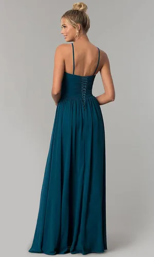 Miniatura 4 de Chiffon Halter Bridesmaid Dresses for Wedding Spaghetti Straps A Line Long Formal Evening Prom Party Gown