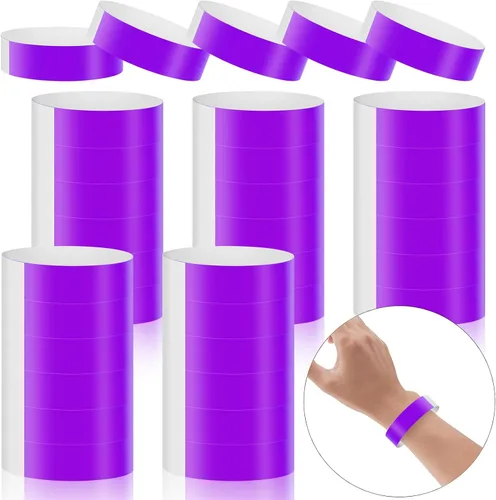Miniatura 10 de 500 pulseras de papel para eventos, pulseras de fiesta de neón impermeables, bandas adhesivas para identificación de conciertos clubes, pulseras 10