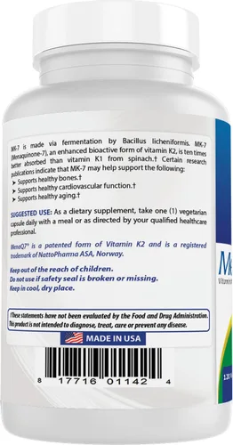 Miniatura 7 de Best Naturals MK-7 Vitamina K2 100 mcg 120 Vcaps