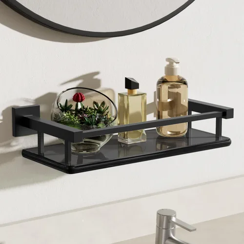 Miniatura 20 de Alise Estantes de baño, estante de vidrio dorado para baño, estantes flotantes modernos, 20 pulgadas Dorado y Negro
