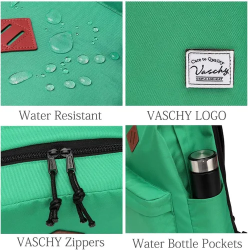 Miniatura 4 de VASCHY - Mochilas para uso diario de mujer, verde, Mediana
