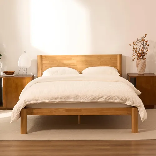 Miniatura 9 de FLEXISPOT Hako - Marco de cama de carpintería japonesa G2, cama de plataforma Queen de madera de caucho maciza, certificado IAS y SGS