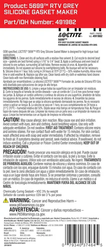 Miniatura 2 de LOCTITE 5699 RTV Silicona gris de alto rendimiento para juntas - Alto rendimiento, resistente al aceite, aplicaciones de alto torque - 80 ml, 1