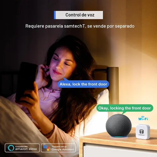 Miniatura 6 de Cerradura inteligente de huellas dactilares Bluetooth con mango y teclado. Se adapta a la mayoría de puertas de EE. UU., instalación de bricolaje