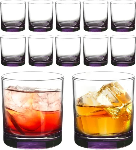 DISCOUNT PROMOS Lexington Rocks Vaso de Whisky 10.5 oz, Juego de 12, Paquete a Granel - Perfecto para Scotch, Bourbon, Whisky, Cóctel - Morado