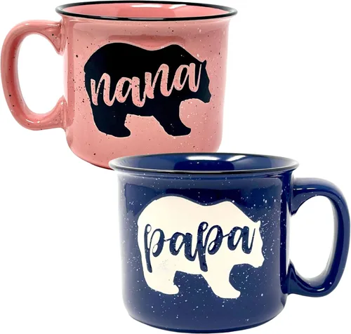 Brooke & Jess Designs Oso Nana y Oso Papá 15 oz Linda Taza de Café para Abuela, Anciana - Regalos para Abuela, Día de la Madre, Navidad, Cumpleaños