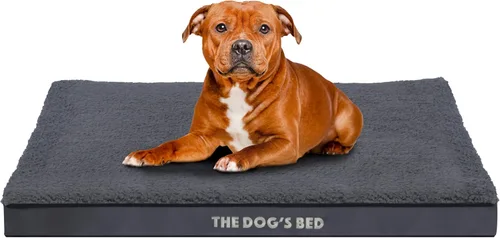 The Dog's Bed - Cama ortopédica para perro, felpa gris grande, impermeable, cama de apoyo con fundas lavables reemplazables, aprobada por Peluche