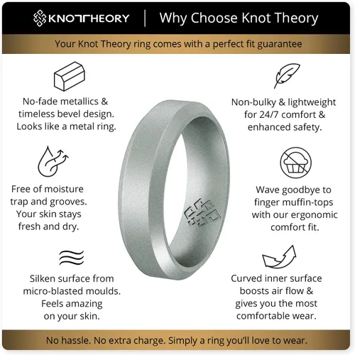 Miniatura 20 de Knot Theory - Anillo de boda de silicón para hombres y mujeres Anillos de goma finos de calidad superior con gran estilo, comodidad; son ideales
