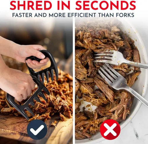 Miniatura 5 de Pinzas de carne para desmenuzar carne de cerdo (2 unidades). Herramientas de parrila para agarrar la carne. Utensillos resistentes al calor ideales
