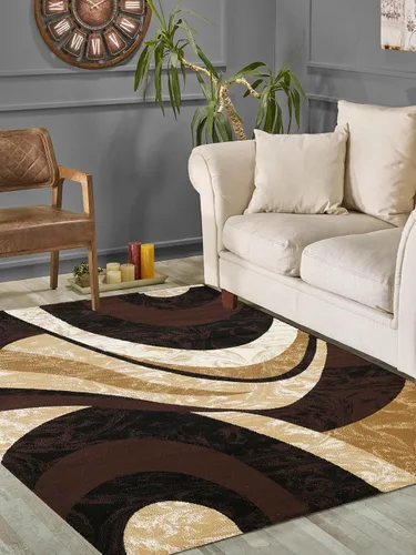 Miniatura 13 de Yafa Home Fashion Alfombra moderna y contemporánea con diseño de remolinos, lujosa, elegante y moderna (negro/gris, 2 pies x 3 pies)