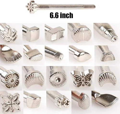 Miniatura 3 de Okared 20 piezas de herramientas de cuero para hacer sillín de trabajo, herramientas de manualidades, kits de sellos de cuero, herramientas