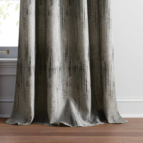 Miniatura 3 de DKNY Basalto Jacquard - Cortinas de oscurecimiento de habitación para sala de estar, par de paneles con ojales, 63 pulgadas, negro/plateado