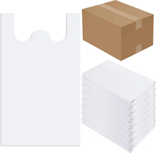 Miniatura 12 de Kisston 400 bolsas de plástico para camisetas de tamaño jumbo con asas, 35 micrófonos, bolsas grandes de plástico liso para comestibles, gruesas