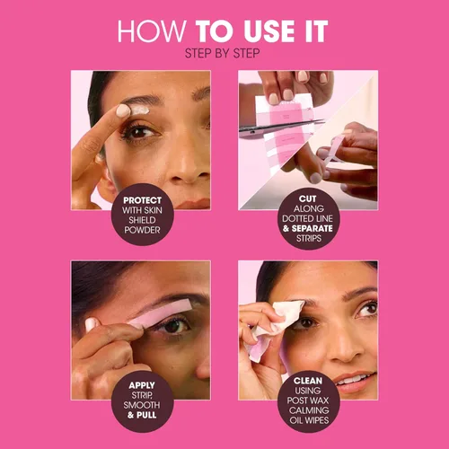 Miniatura 4 de Nad's Tiras de Cera para Cejas - Depilación Facial para Mujeres - Kit de Cera para Cejas con 6 Tiras de Cera para Cejas + 6 Toallitas de Aceite