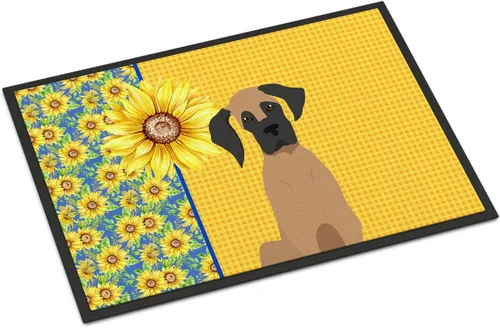 Miniatura 19 de Caroline's Treasures WDK5313MAT Airedale Terrier - Tapete para puerta delantera de 18 x 27 pulgadas, diseño de girasoles de verano, para entrada