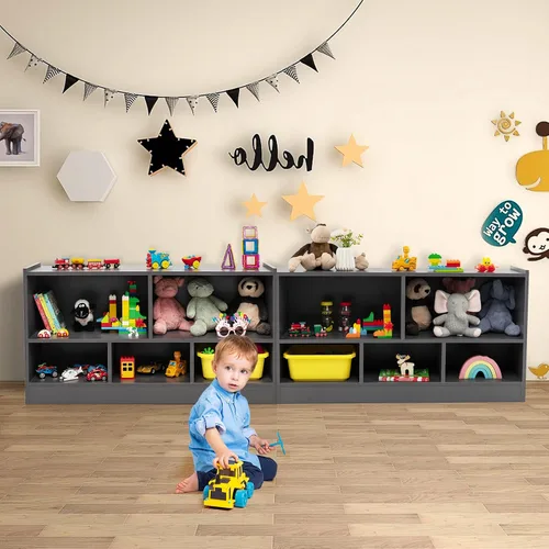 Miniatura 3 de HONEY JOY Organizador de almacenamiento de juguetes para niños, estante de almacenamiento de 5 secciones para preescolar, organizador de estante