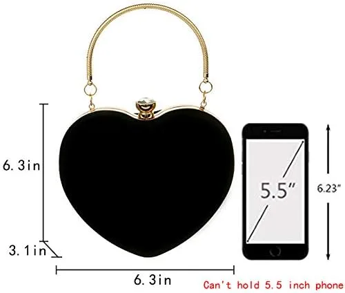 Miniatura 2 de Goclothod Bolso de mano con forma de corazón para mujer, bolso de hombro de terciopelo