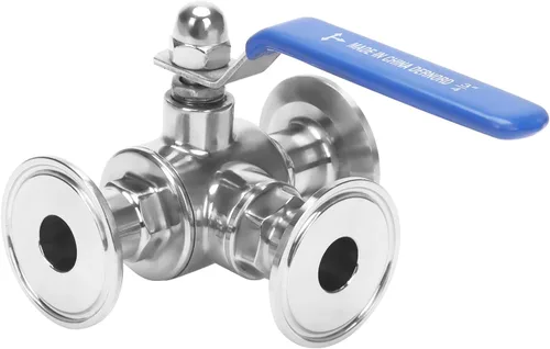 Miniatura 10 de DERNORD Válvula de bola sanitaria de tres abrazaderas de 1.5 pulgadas, válvula de bola de 3 vías T-Port de acero inoxidable 304, revestimiento