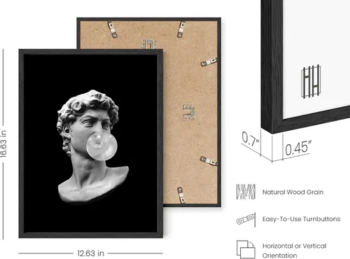 Miniatura 3 de HAUS AND HUES Póster negro de David Michelangelo – Póster estético de goma, arte de pared negro para dormitorio, imágenes modernas para decoración