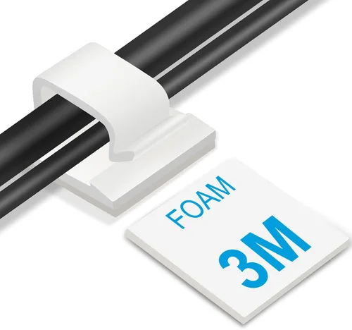 Miniatura 10 de Clips adhesivos grandes para cables (45 unidades, negro), clips de alambre mejorados para cables eléctricos, clips de cable adhesivos para organizar